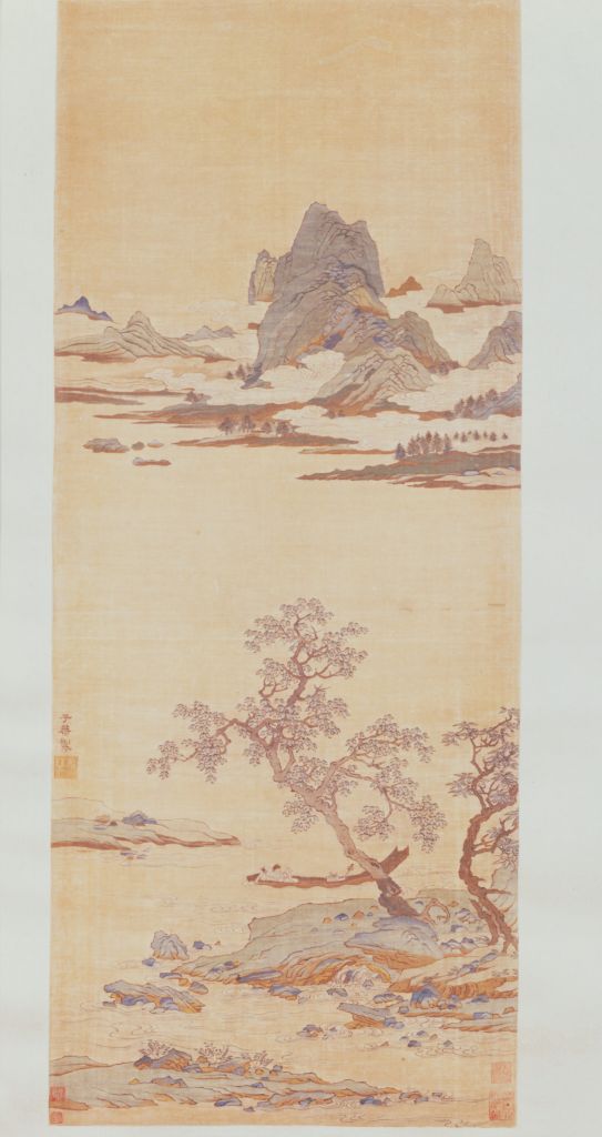 图片[1]-Blue and blue landscape axis with tapestry-China Archive